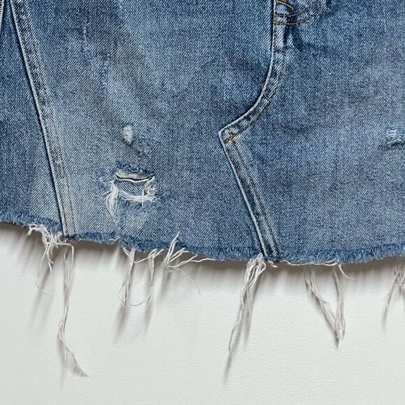 FREE PEOPLE | We The Free Harvey Denim A-Line Mini Skirt Distressed Size 28 - Picture 9 of 10